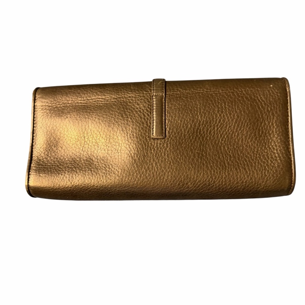 Ann Taylor Black Leather Clutch with Ring Accent - Picture 4 of 11